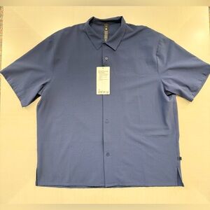 Lululemon Textured Camp Collar Short Sleeve Navy XXL NWT
